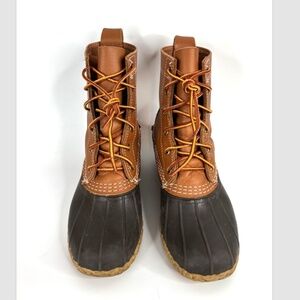 VTG LL Bean Boots Womens 6W "B W" Brown Leather Duck Boots Made in Maine 90s/00s